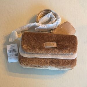 Brand new with tags, Kate Spade Crossbody bag in light fawn faux fur.